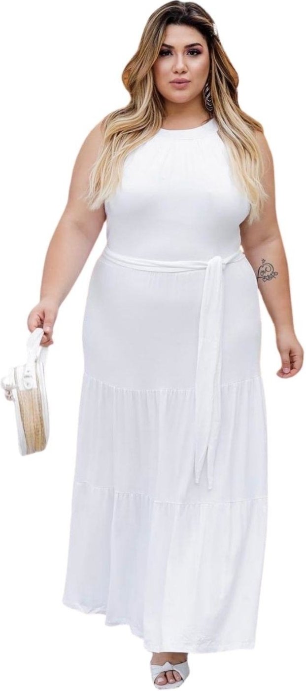 Vestido Longo Plus size Liso Viscolycra Ano Novo Réveillon