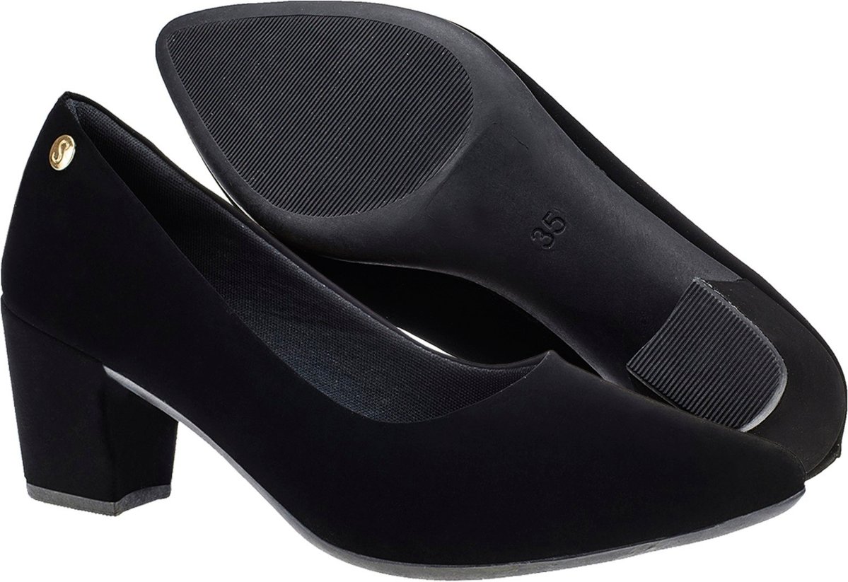 Imagem principal Scarpin Feminino Bico Fino Luxo Festa Shekinah Salto Baixo preto Shekinah preto