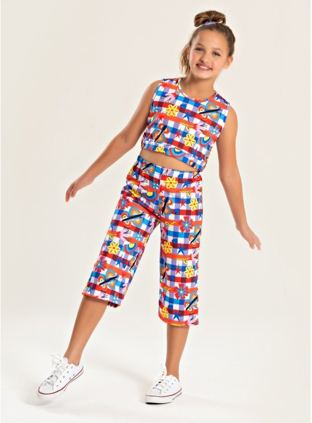Imagem principal Infantil - Conjunto Molekada Verão Menina Tulipa Cropped Com Abertura nas Costas e Calça Pantacourt roxo Molekada roxo