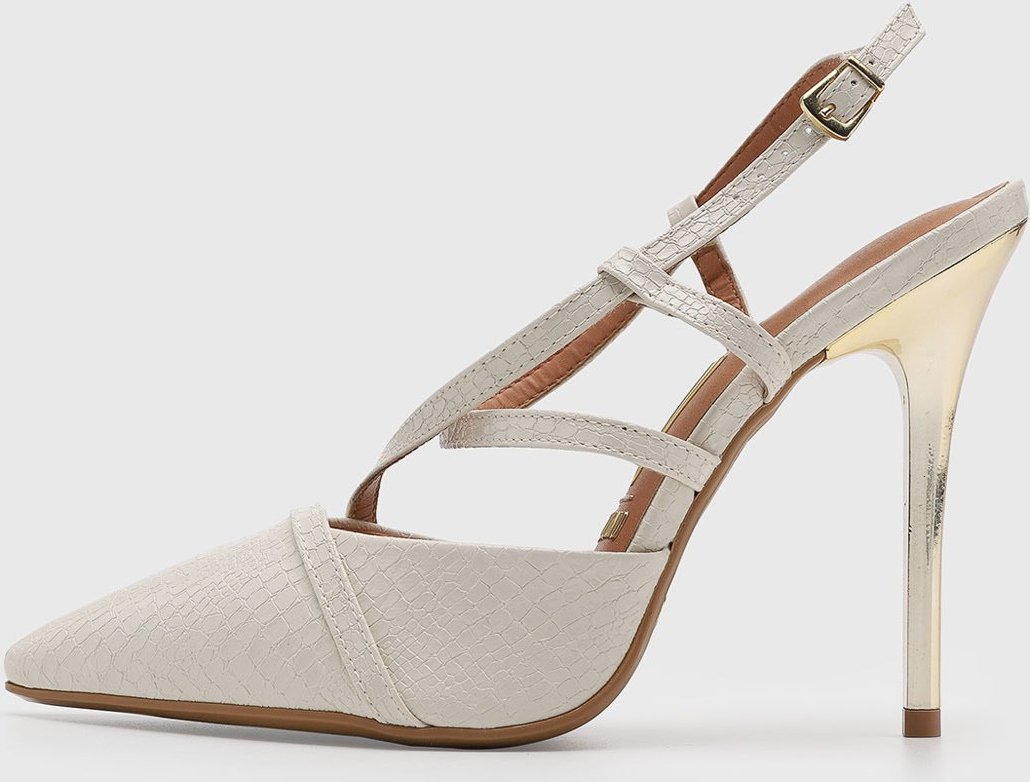 Imagem principal Scarpin Feminino Vizzano Tiras Salto Fino Metalizado Off-White off-white white VIZZANO off-white white