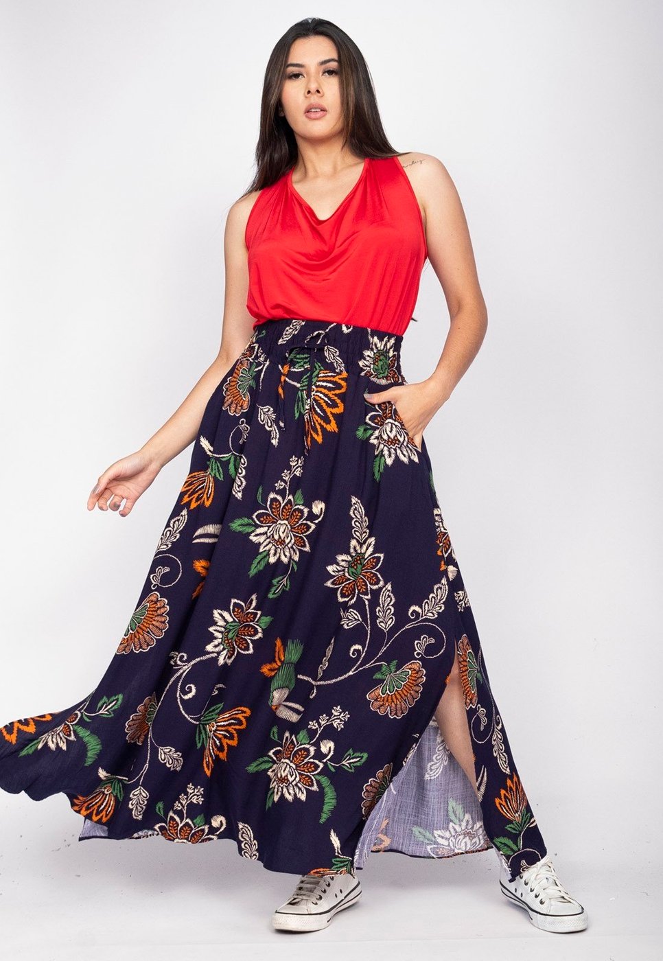 Saia Longa Amazonia Vital Viscose Estampa Florenza