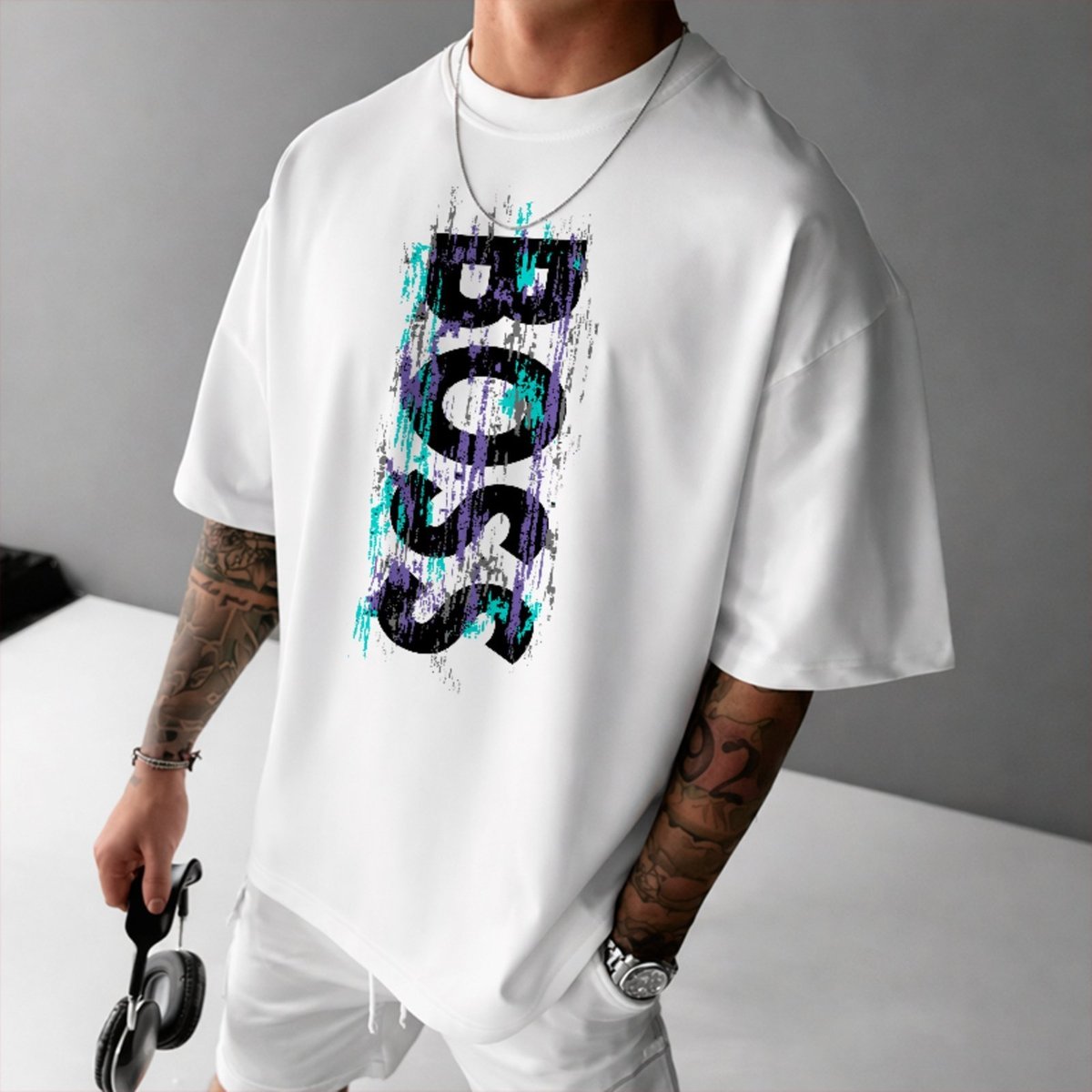 Imagem principal Camiseta Oversized Boss Design Tipográfico Street ousy branco ousy branco