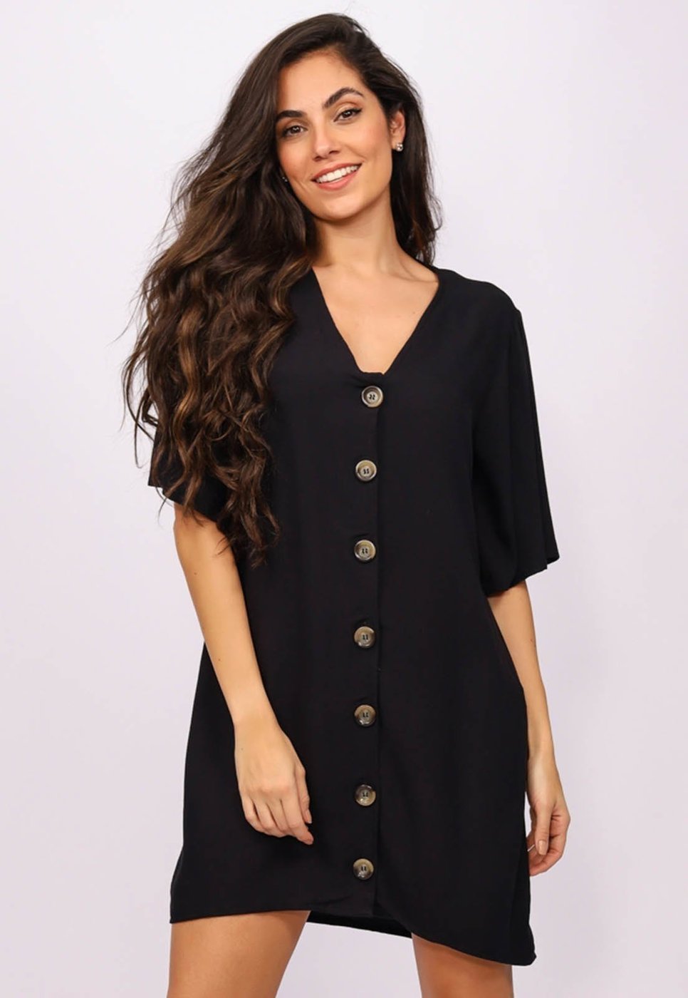 Vestido Curto Camisa Viscose