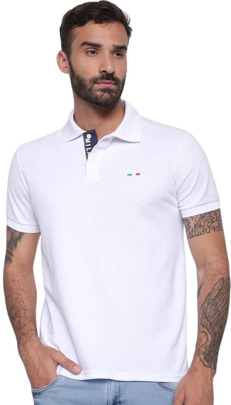 Imagem principal Camisa Polo Masculina Básica Industrie Piquet no Estilo Tommy Bordado Itália Branca branco Industrie branco