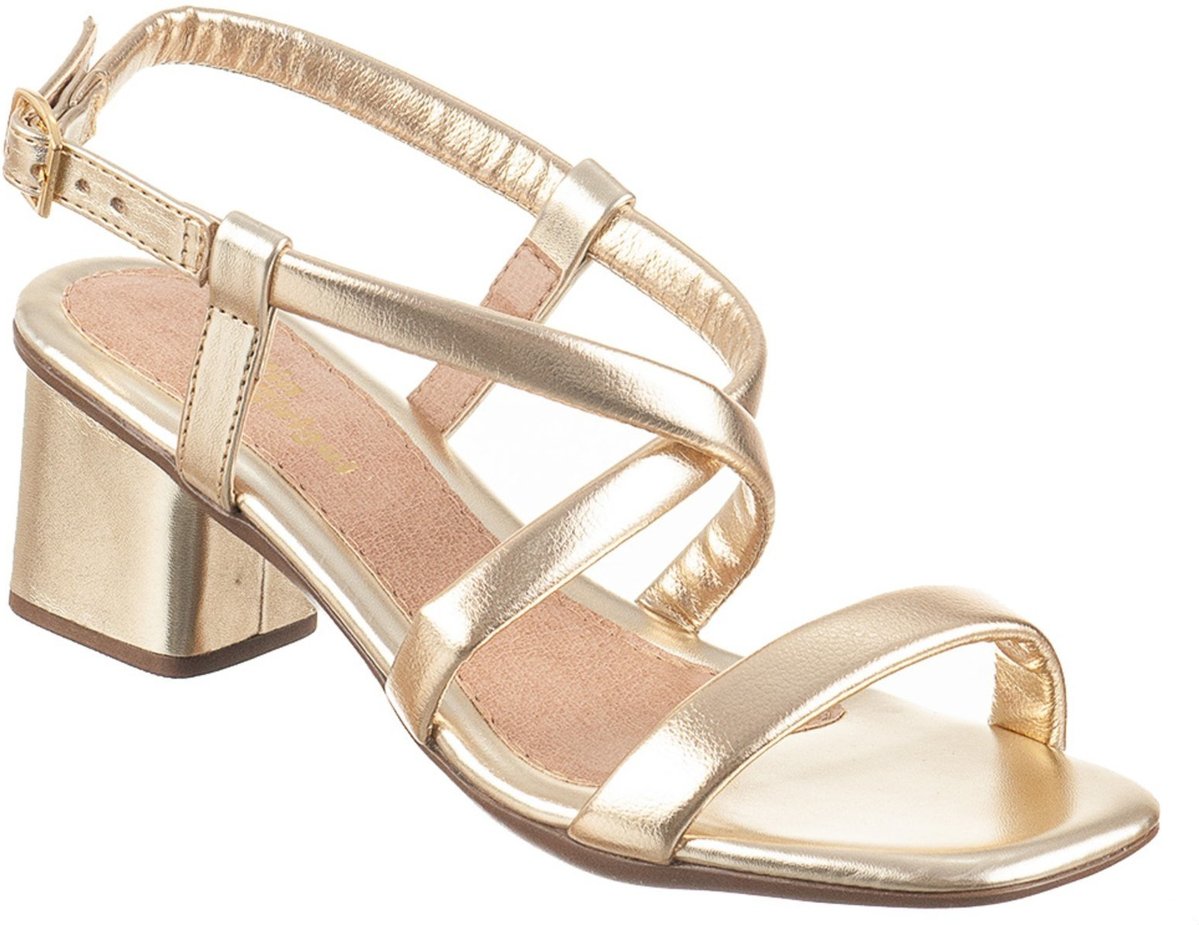 Sandália Feminina Salto Médio Com Tiras Soft Conforto Moda