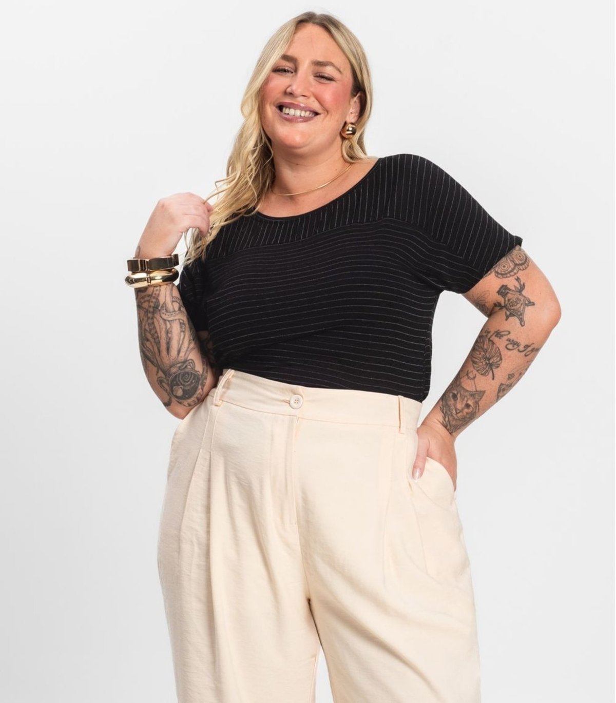 Imagem principal Blusa Feminina de Viscose Plus Size Infinita Cor preto INFINITA COR preto