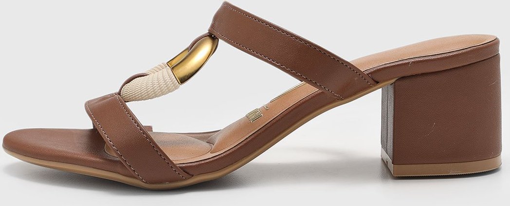 Sandália Feminina Vizzano Salto Bloco Detalhe Dourado