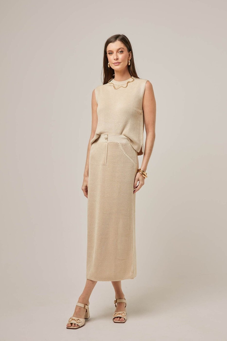 Conjunto Feminino Mariana Em Tricot Quaker