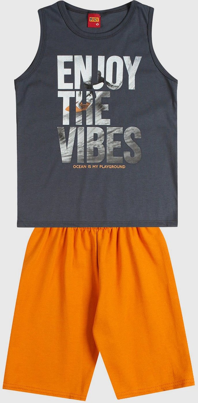 Imagem principal Infantil - Conjunto Kyly Regata Estampada e Bermuda Laranja azul Kyly azul