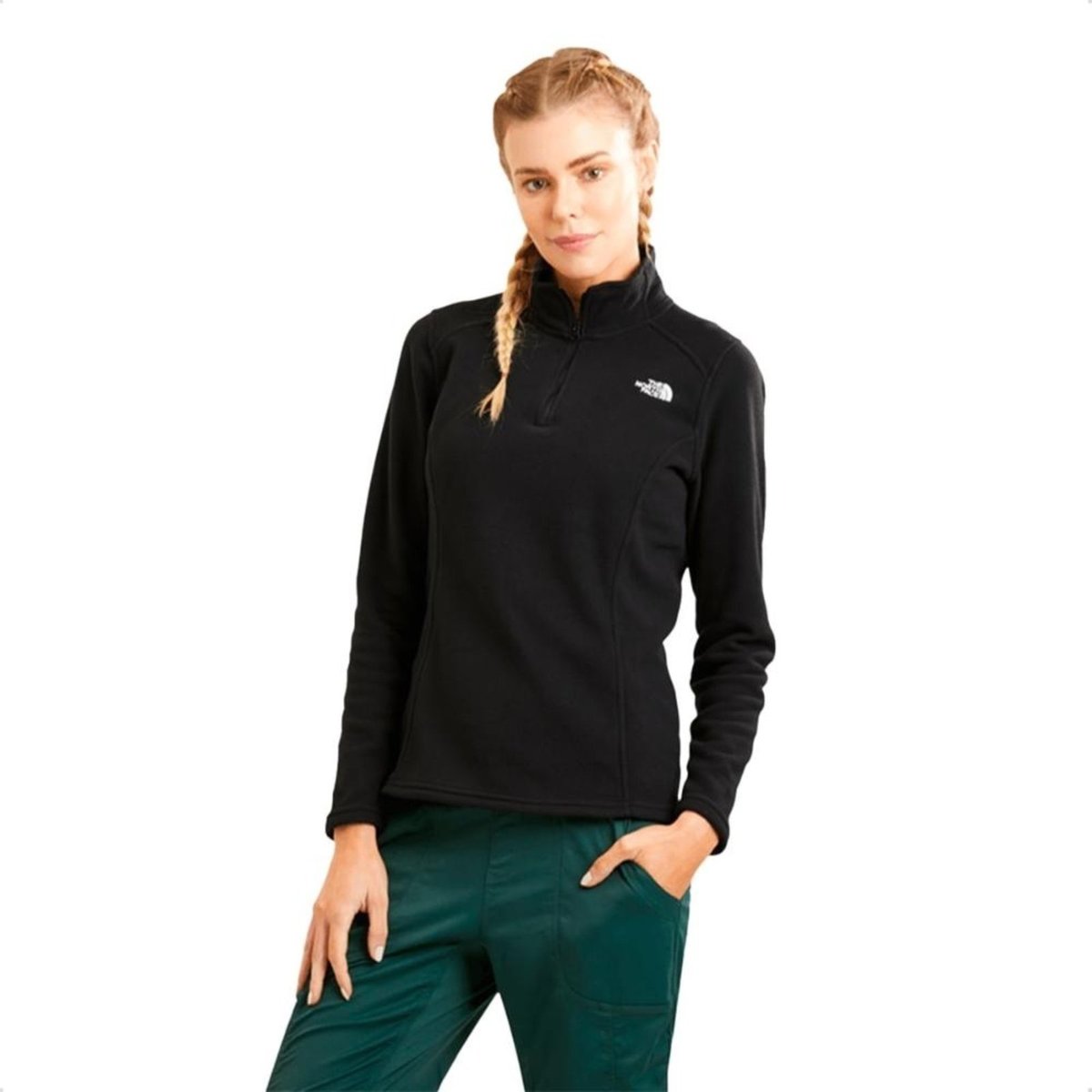Imagem principal Blusa The North Face Feminina TKA 100 Fleece Glacier 1/4 Zíper preto The North Face preto