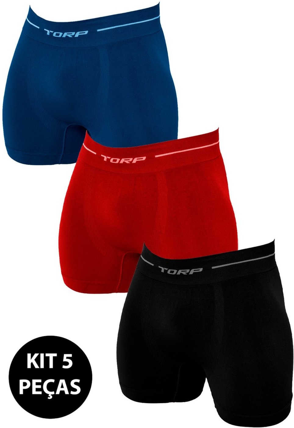 Imagem principal Kit 5 Cueca Boxer Gabi Lingerie Microfibra Poliamida Box Lisa Adulto Torp multicolorido Gabi Lingerie multicolorido