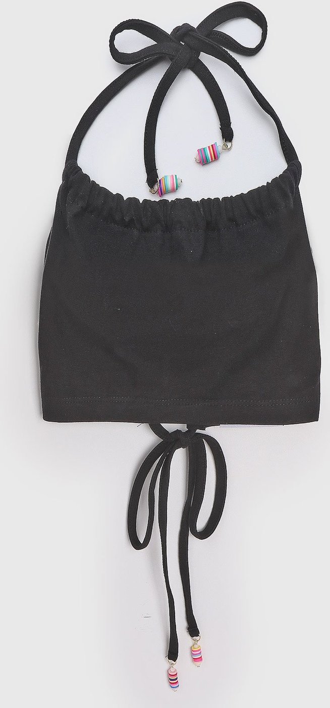 Infantil - Regata Cropped Colcci Fun Frente Única Amarração Preta