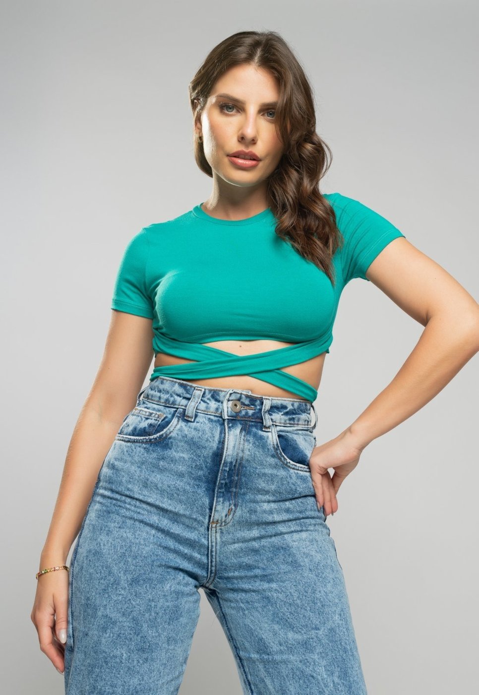 Imagem principal Cropped Salvatore Manga Curta Com Tiras Malha Salvatore Fashion verde Salvatore Fashion verde