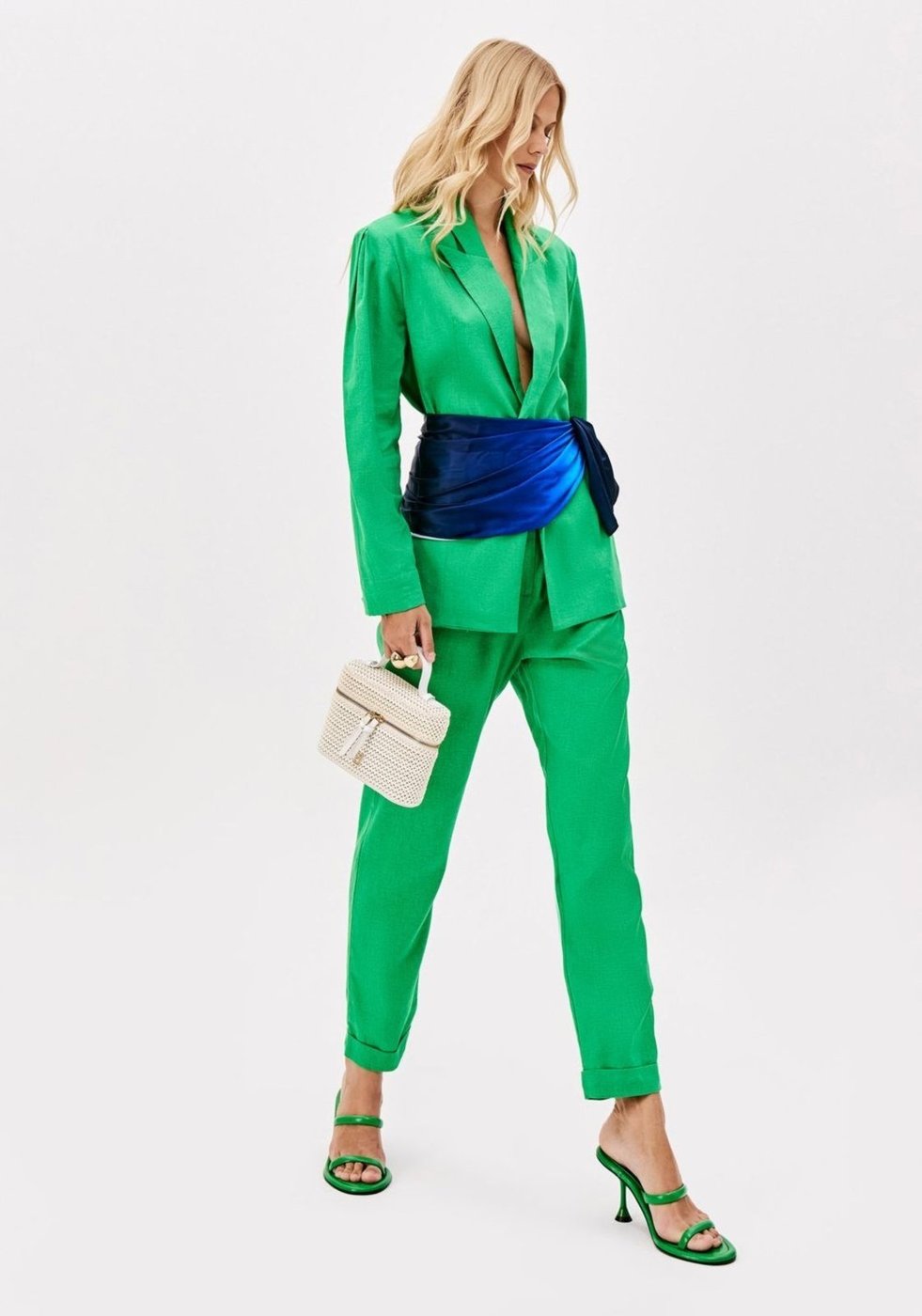 Calça Carrot Cintura Alta Com Linho