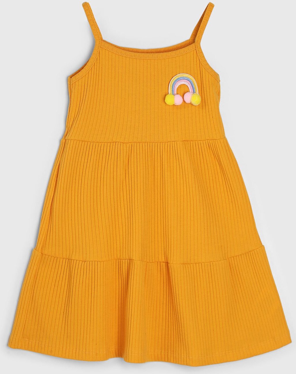 Imagem principal Vestido Kamylus Manga Curta Babado Bordado Mostarda amarelo Kamylus amarelo