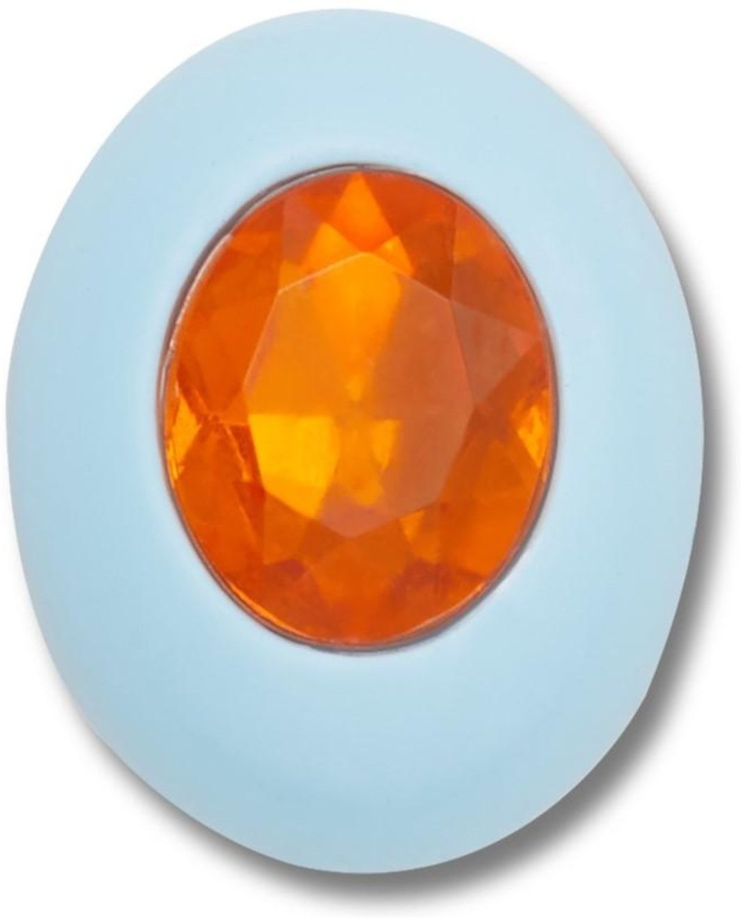 Infantil - Jibbitz™ Oval Azul com Pedra Laranja Branco