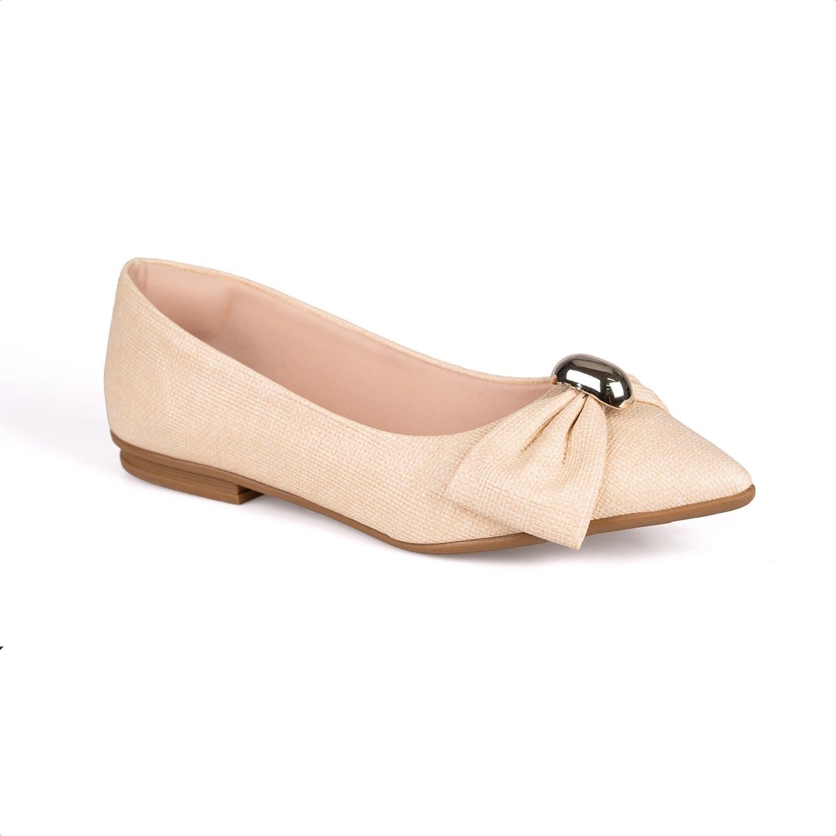 Imagem principal Sapatilha Feminina Bico Fino Laço Com Pedra Oval Metalizada preto preto