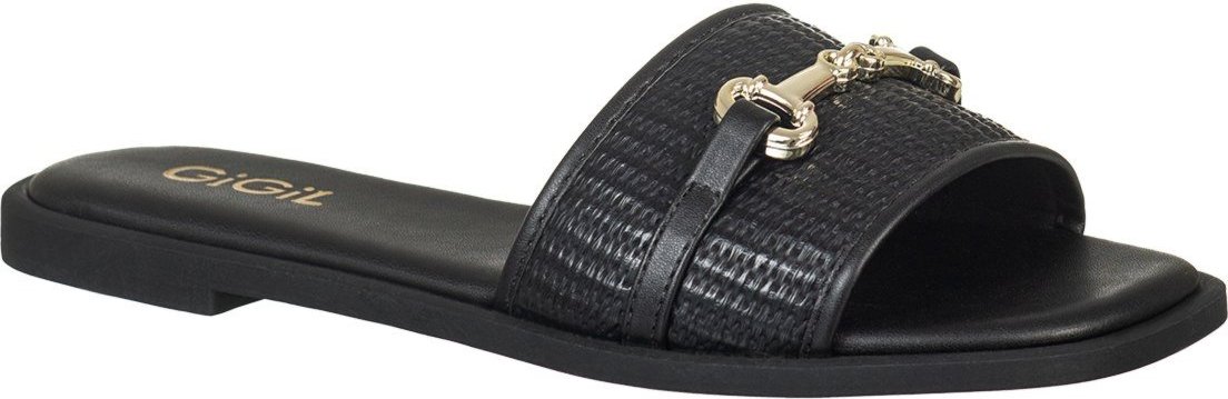 Imagem principal Sandalia Feminina Rasteirinha GIGIL Flat Bridão Metalizado preto Gigil preto