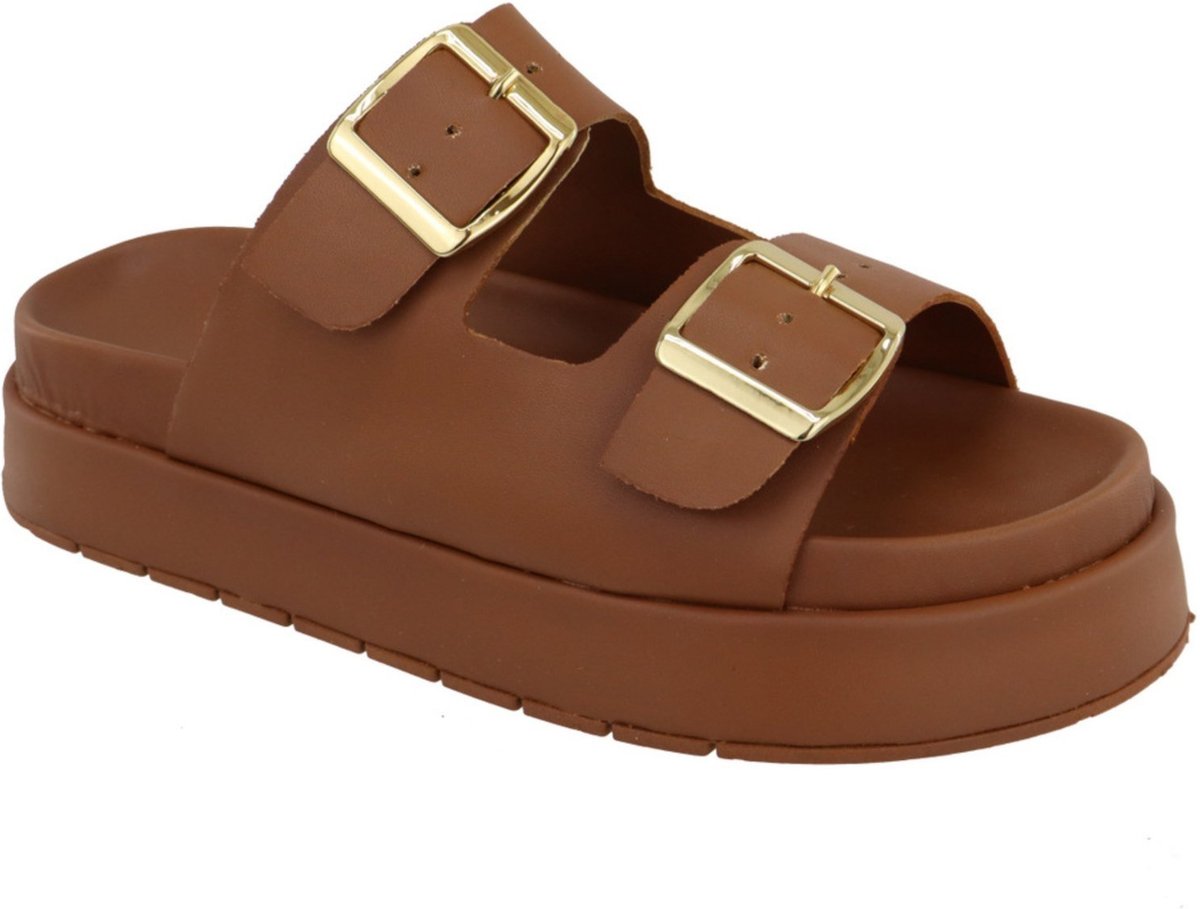 Imagem principal Sandalia Papete Rasteira Feminina Sola Alta TELLINI STORE caramelo TELLINI STORE caramelo