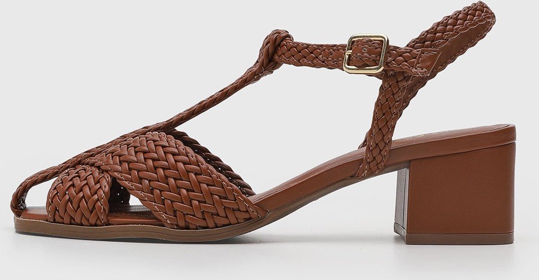 Imagem principal Sandália Feminina Arezzo Salto Bloco Metalizada Dourada dourado Arezzo dourado