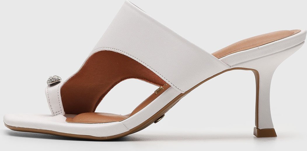 Sandália Feminina Vizzano Salto Médio Pedraria Branca