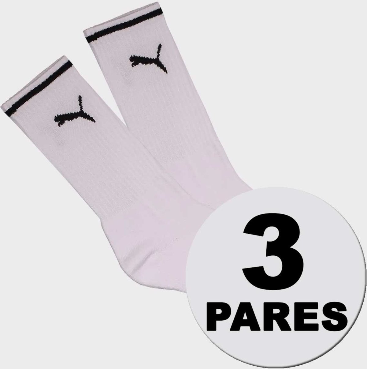 Kit Meia Puma Cano Longo 3 Pares Branca