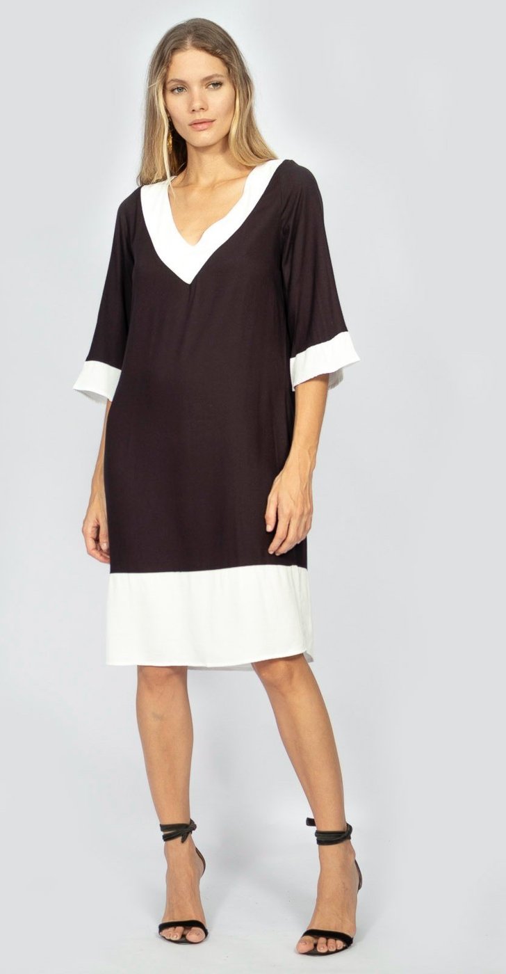 Vestido Curto Amazonia Vital Viscose Amplo Bicolor e