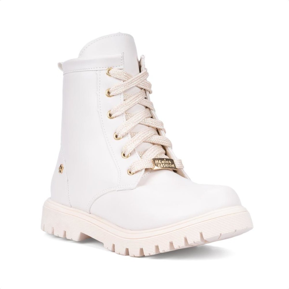 Imagem principal Infantil - Coturno Tratorado Cadarço Brilhante Menina Fashion off-white Menina Fashion off-white