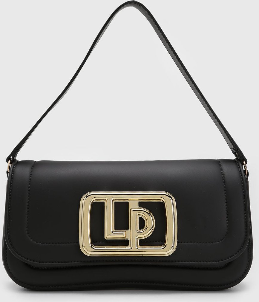 Bolsa Tiracolo Lança Perfume Logo Metalizado Preta