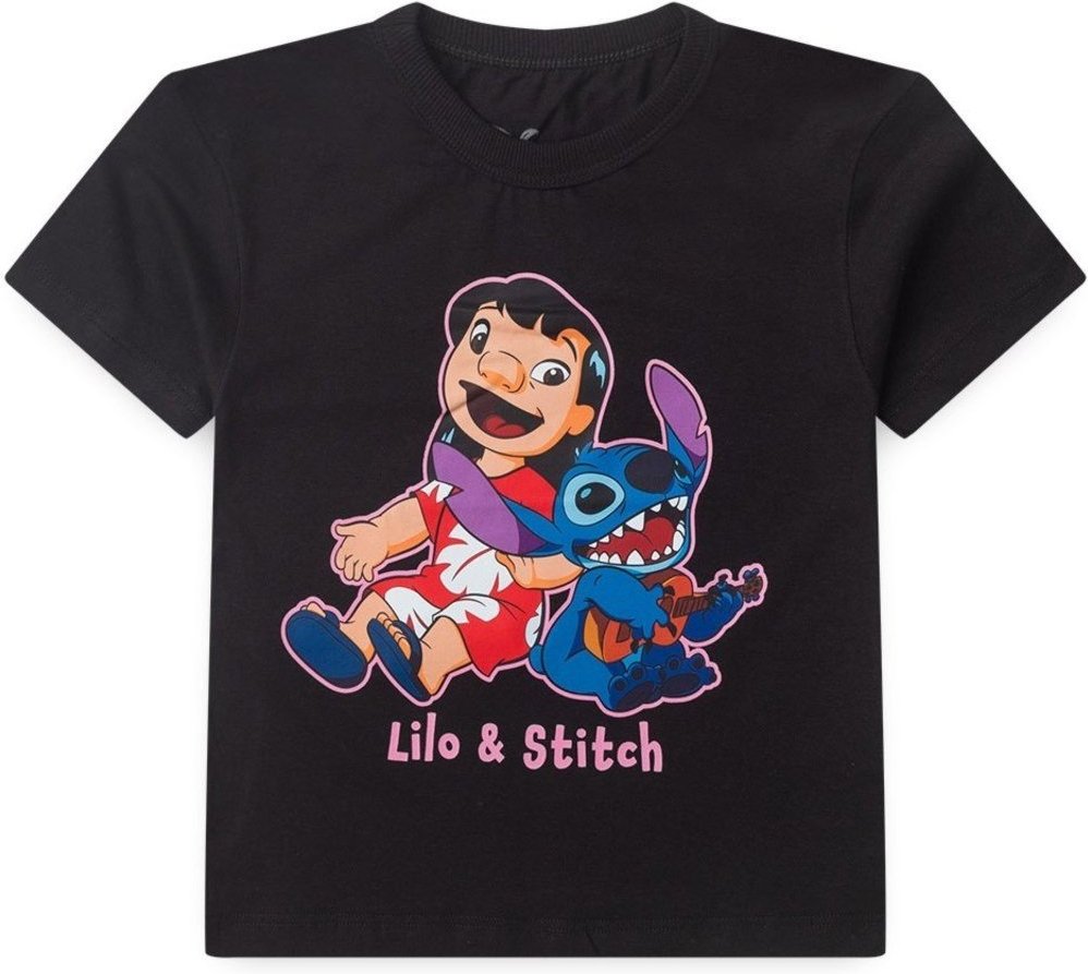 Imagem principal Infantil - Camiseta Disney Feminina Oversized Stitch Preta preto Disney preto