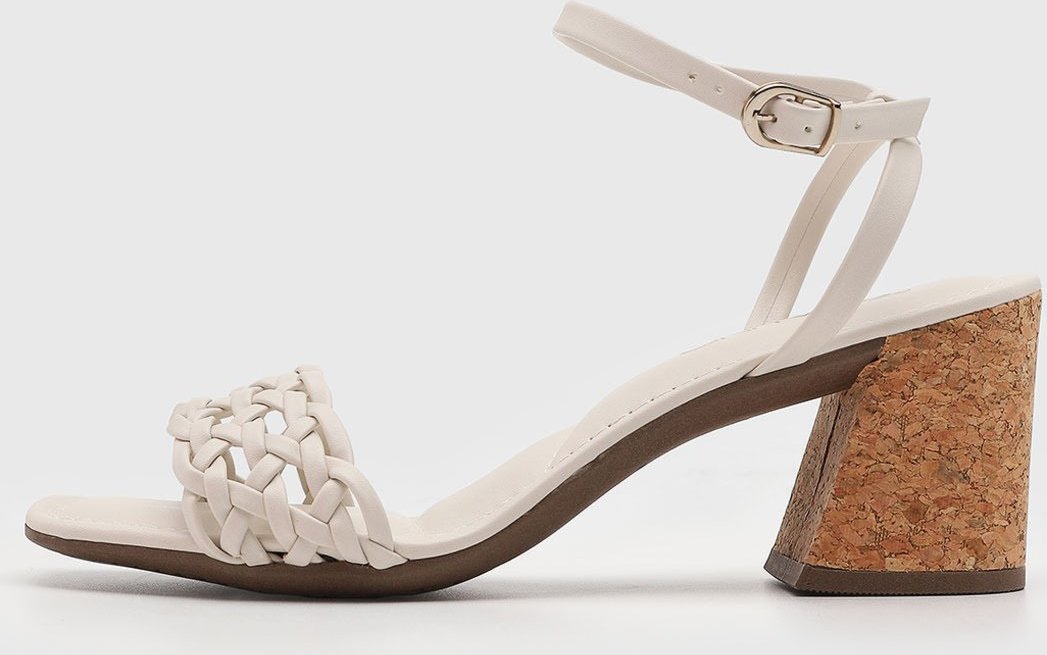 Imagem principal Sandália Feminina Via Uno Salto Bloco Tiras Trançadas Off-White off-white white VIA UNO off-white white