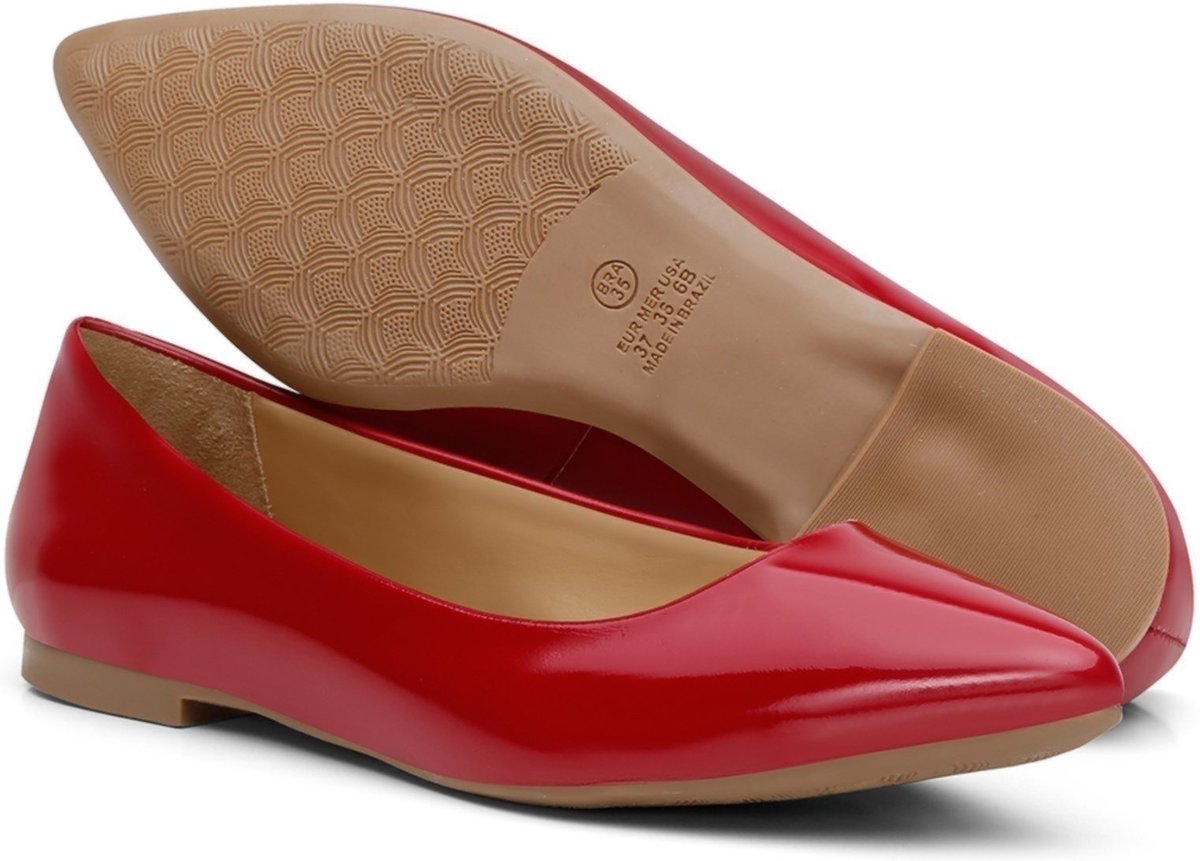 Sapatilha Bico Fino Nine4 Estilo Casual Conforto Vermelha