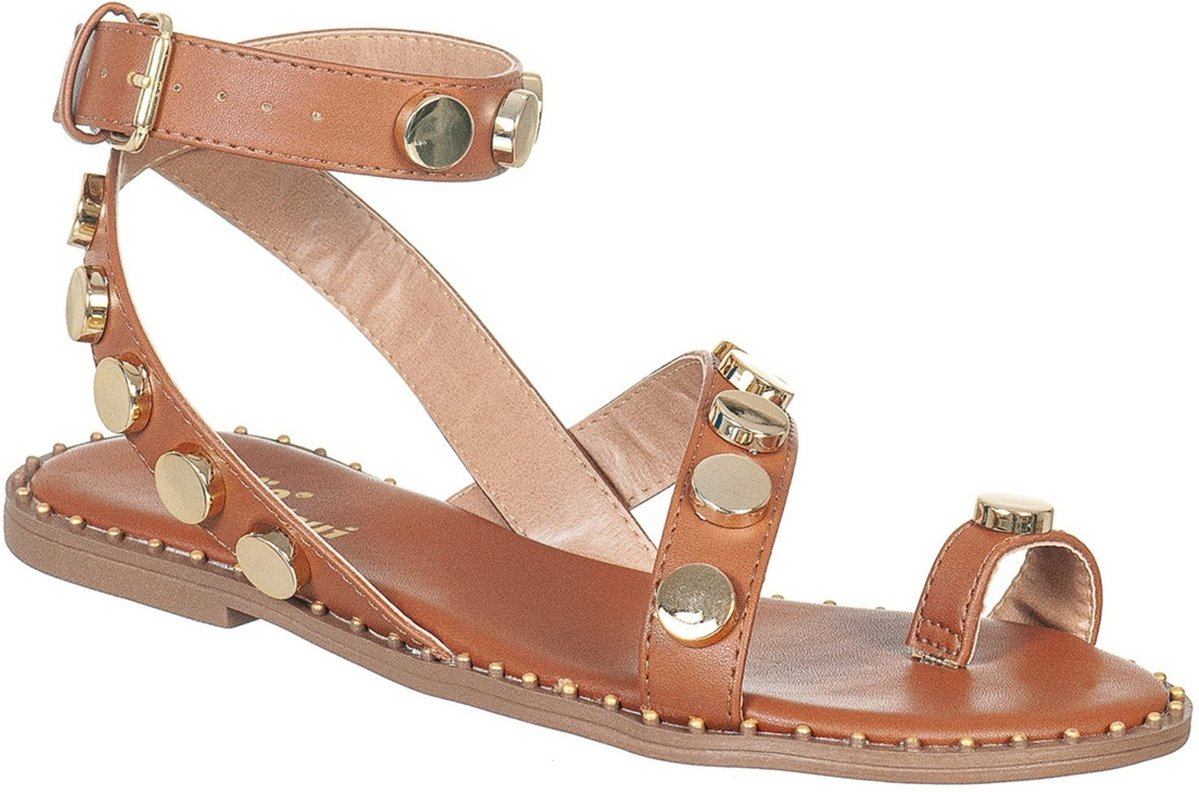 Sandália Feminina Via Birigui Rasteira Esferas e Metal