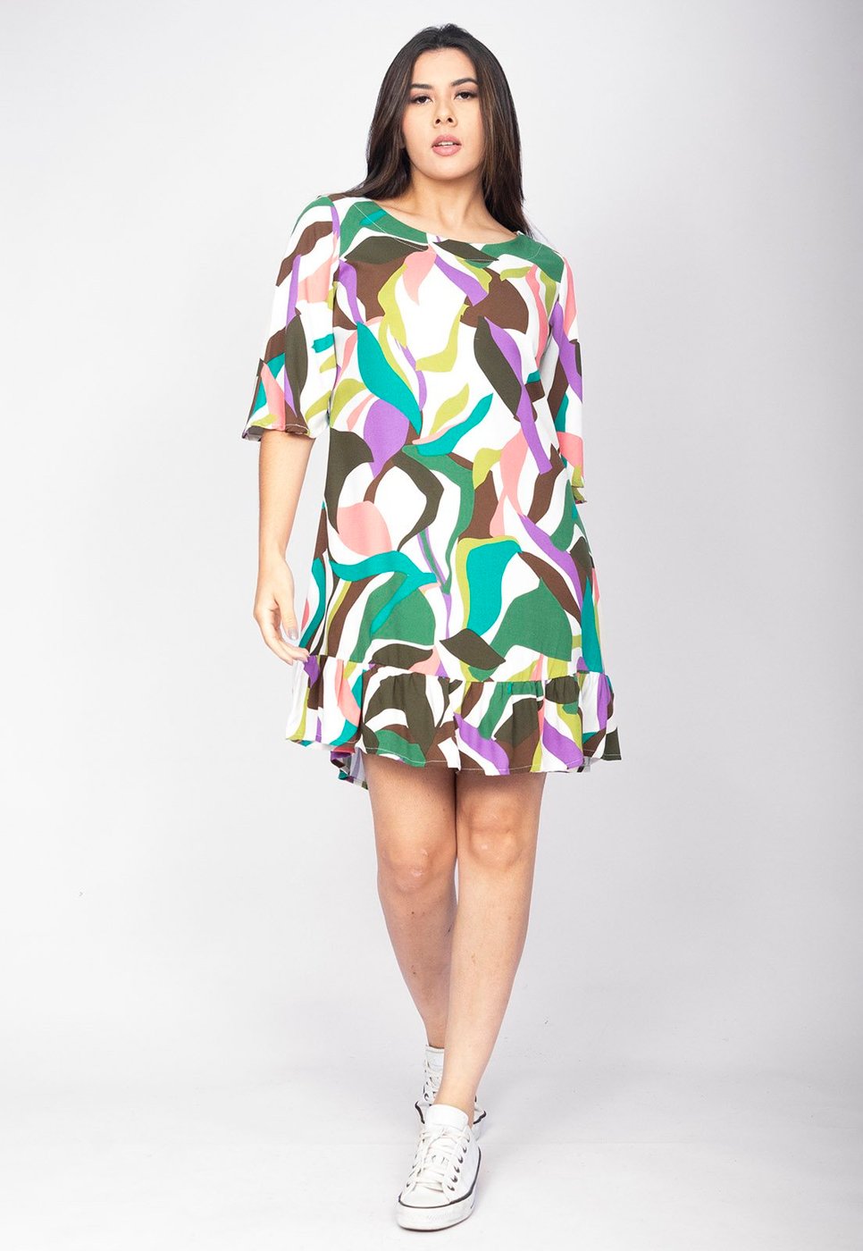 Vestido Amazonia Vital Curto Viscose Estampa Encanto Botânico