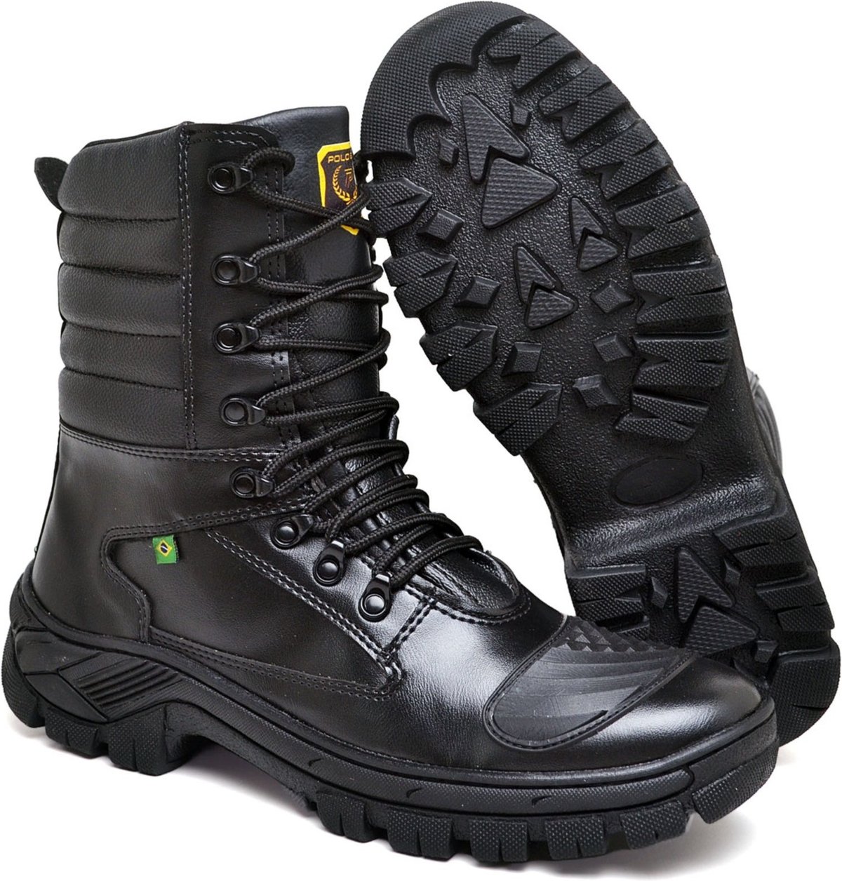 Imagem principal Bota Coturno Militar Masculina Cano Médio em Sintético Preta com Cadarço do ao 44 Polo Blu preto Polo Blu preto