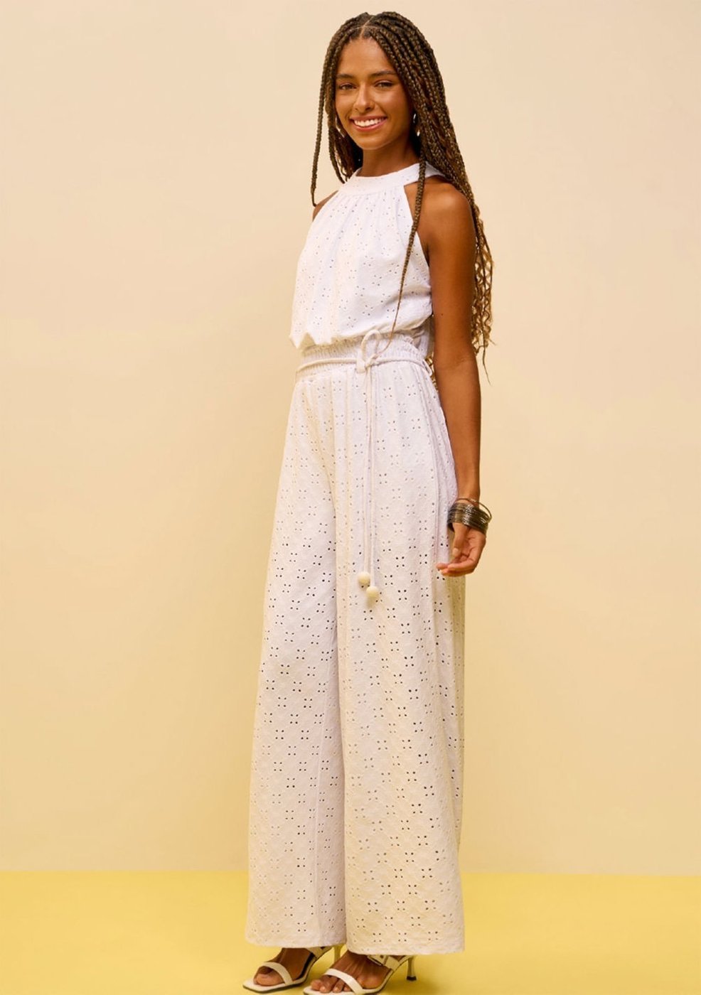 Blusa Zinco Ajustada Gola Alta Sem Alça Padrão Off-white