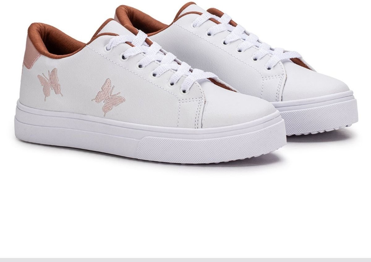 Tenis Feminino Casual Rosa Borboleta Confortável