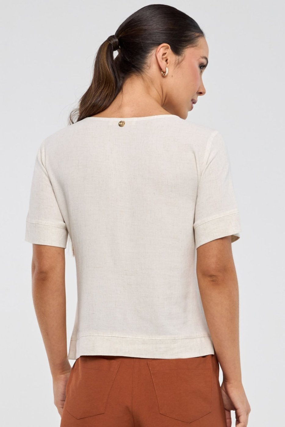 Imagem principal Blusa PKS Em Viscose Com Linho Off White branco white PKS branco white