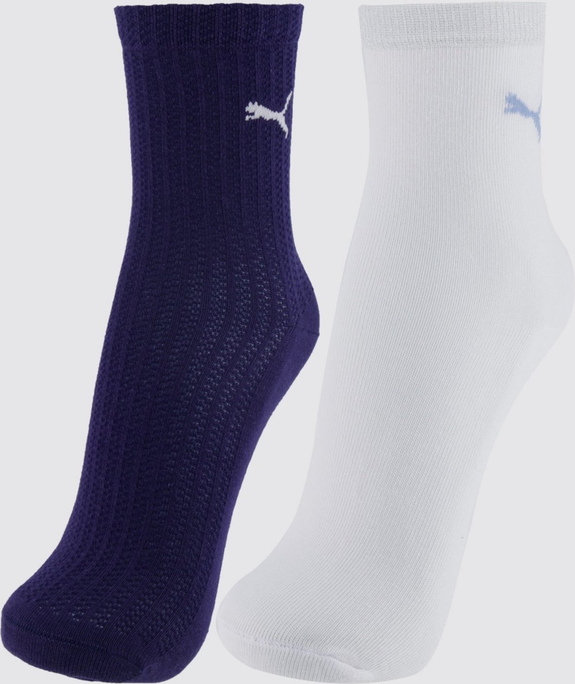 Kit Meia Puma Cano Médio 2 Pares Feminina Branca e