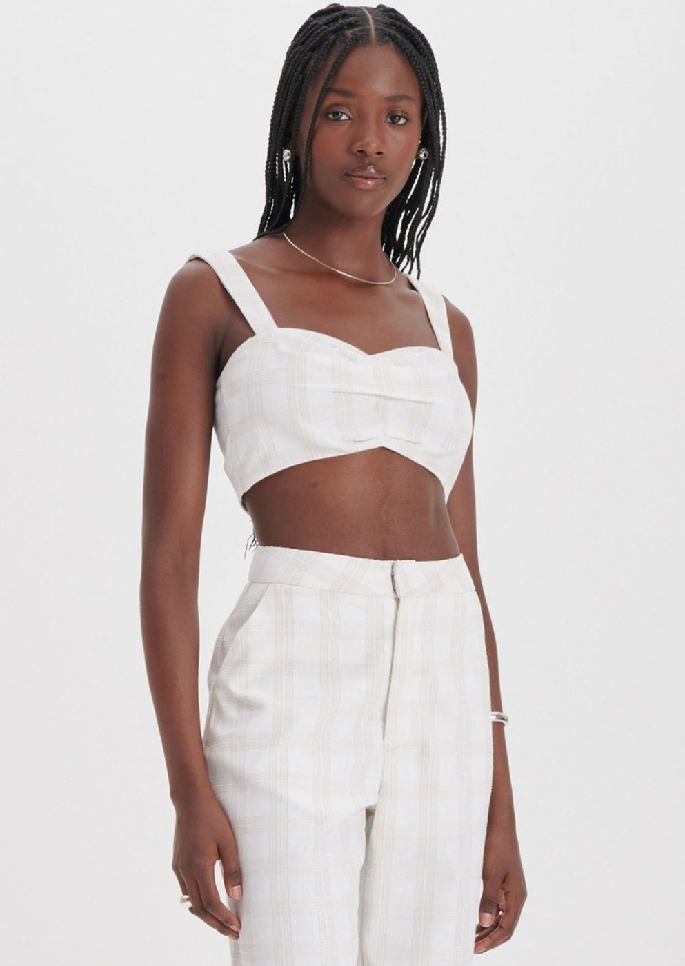 Imagem principal Top Cropped de Alças Xadrez My Favorite Things bege My Favorite Things bege