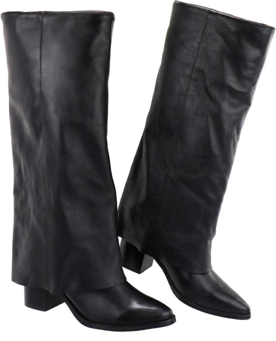 Bota Cano Longo Saia Em Couro Feminina Maria Paula Preta