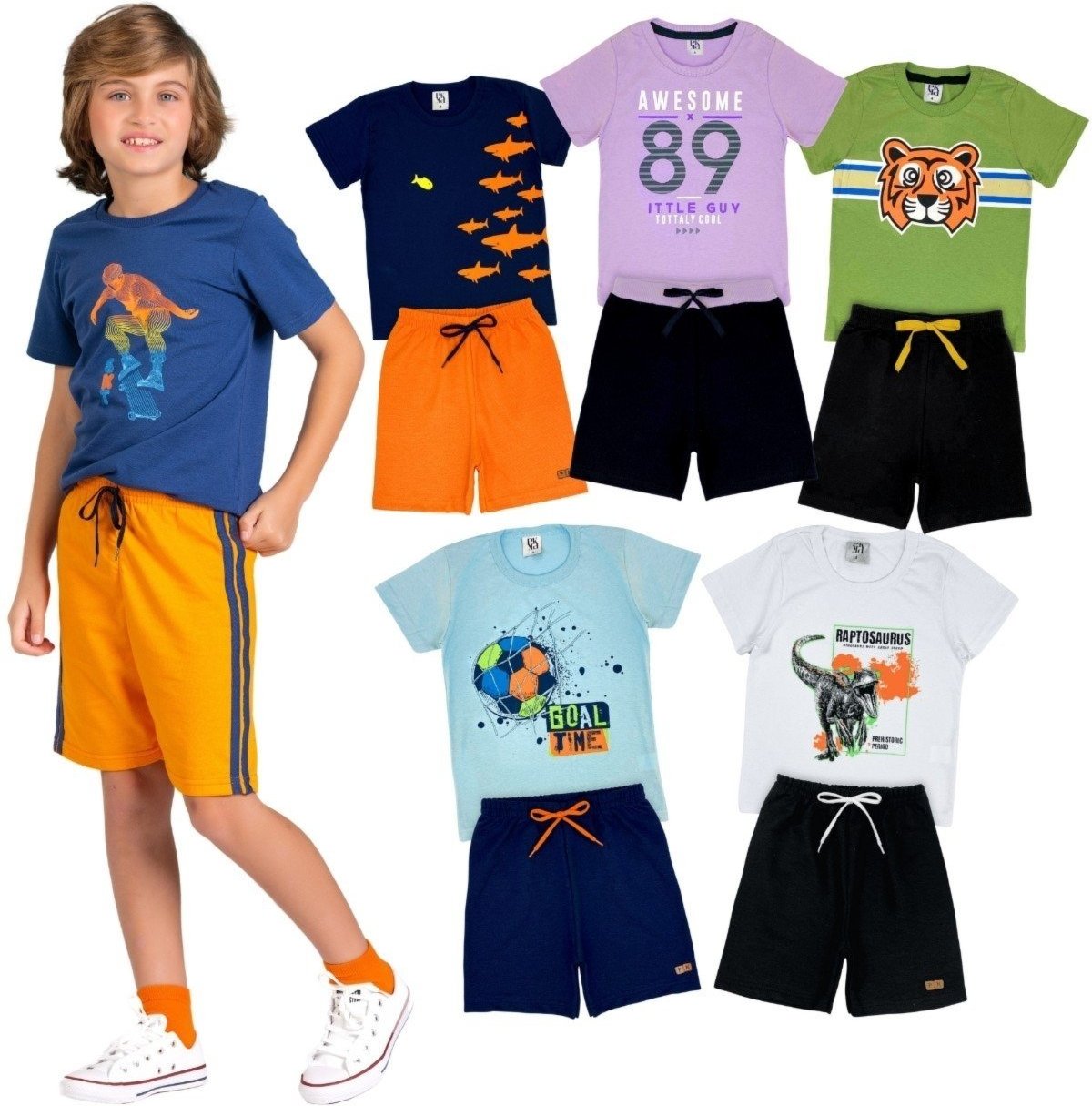Imagem principal Infantil - Kit Sortido Platinum 10 Peças de Roupas Menino Verão - 5 Camisetas + 5 Bermudas PLATINUM KIDS multicolorido PLATINUM KIDS multicolorido