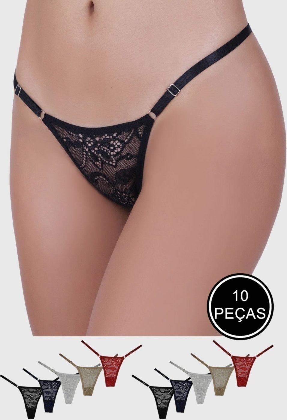 Imagem principal Kit 10 Calcinhas String Fio Dental St Madame multicolorido St Madame multicolorido