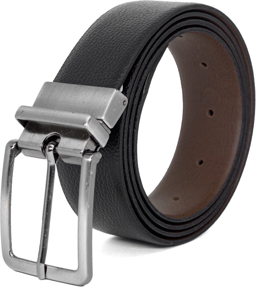 Imagem principal Cinto Social Masculino Fasolo Dupla Face Couro Legítimo Floater + Café Fivela Prata preto Fasolo preto