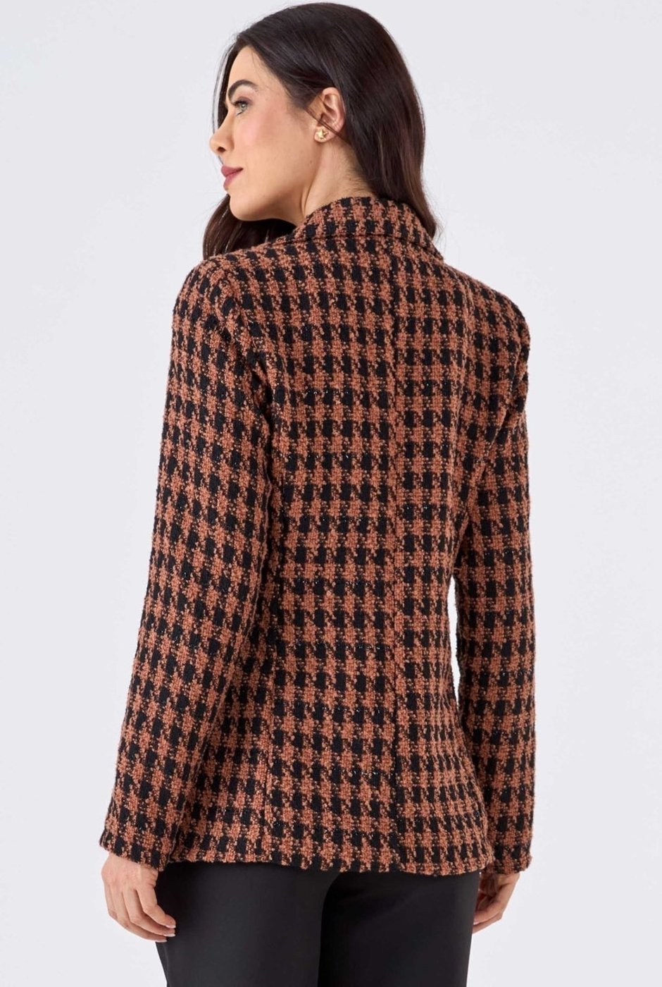 Blazer PKS Alfaiataria Tweed Preto e