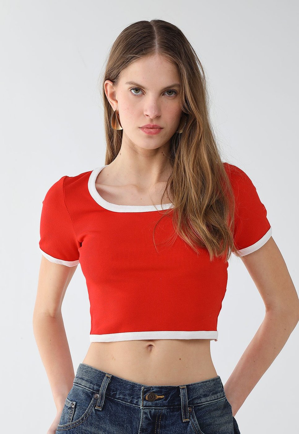 Imagem principal Blusa Feminina Fila Cropped Rib Vermelha vermelho Fila vermelho