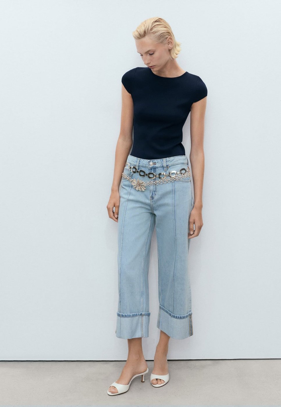 Calça Jeans Mango Wide Leg Gala