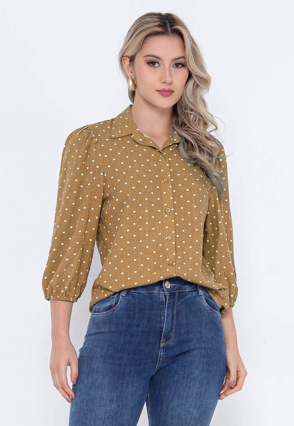 Camisa Intens Manga 3/4 Viscolinho Curry