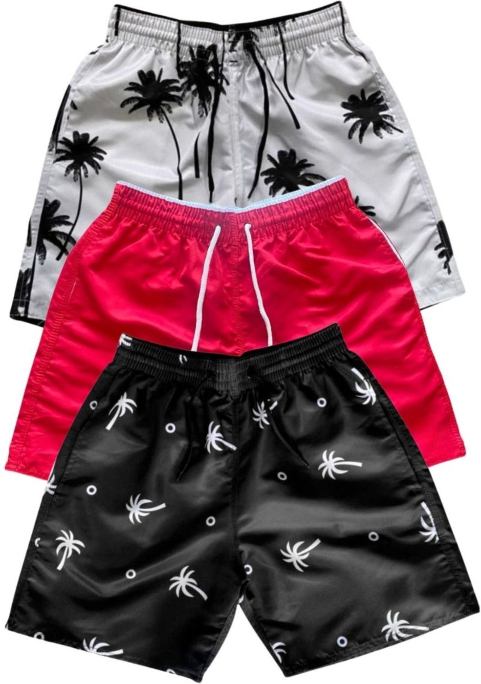 Imagem principal Kit 3 Bermudas Tactel Moda Praia Masculina Com Bolsos21 Relaxado multicolorido Relaxado multicolorido