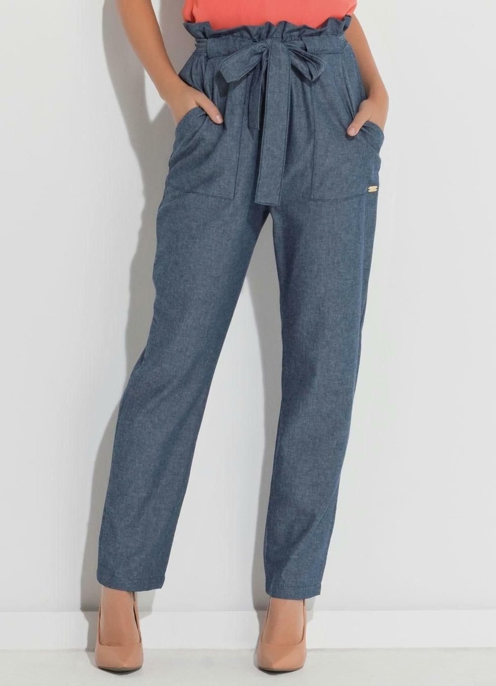 Calça Clochard Jeans Bolsos